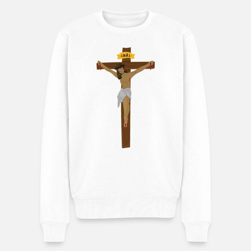 Crucifix - Pull Premium bio Homme - blanc