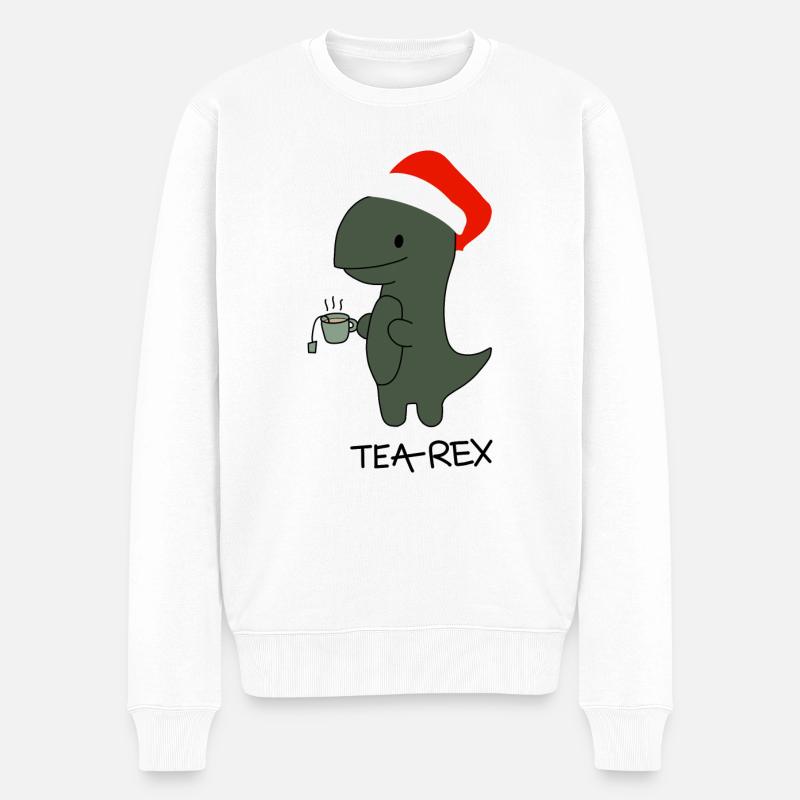 Tea-rex avec chapeau de Noël - Pull Premium bio Homme - blanc
