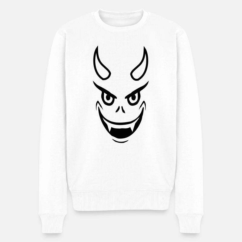 Face Evil Devil Design - Pull Premium bio Homme - blanc