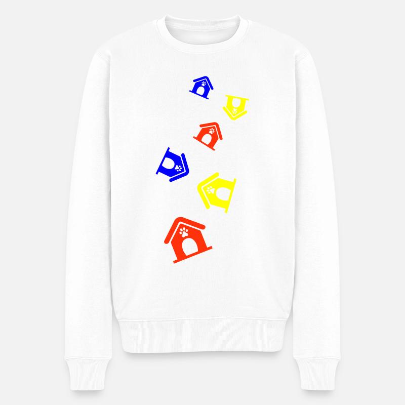 Hundehütte Bunt Hund - Männer Premium Bio Pullover - Weiß