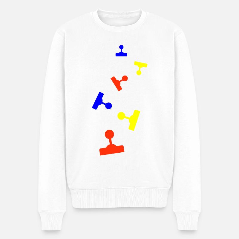 Joystick Gamer Bunt - Männer Premium Bio Pullover - Weiß