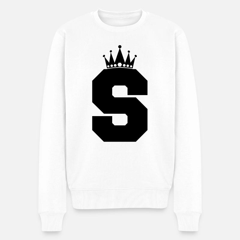 buchstabe S Krone - Männer Premium Bio Pullover - Weiß