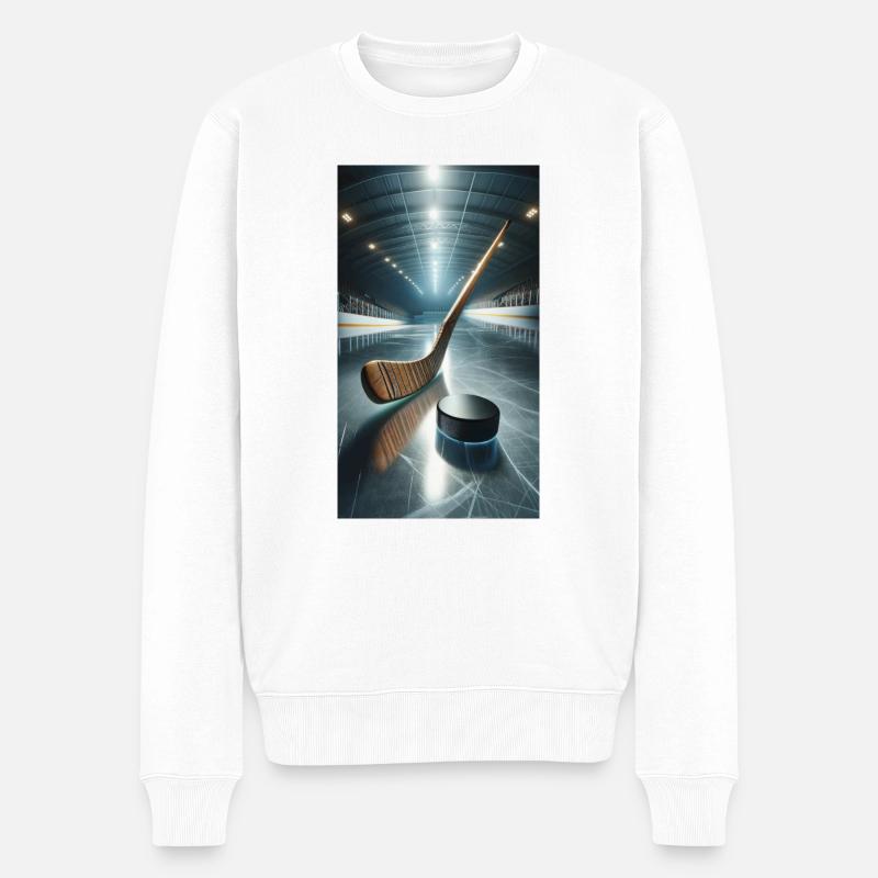 Eishockey, Puck und Schläger - Männer Premium Bio Pullover - Weiß