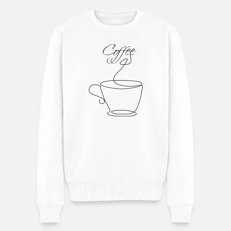 Kaffee Coffee Lineart Design - Pull Premium bio Homme - blanc
