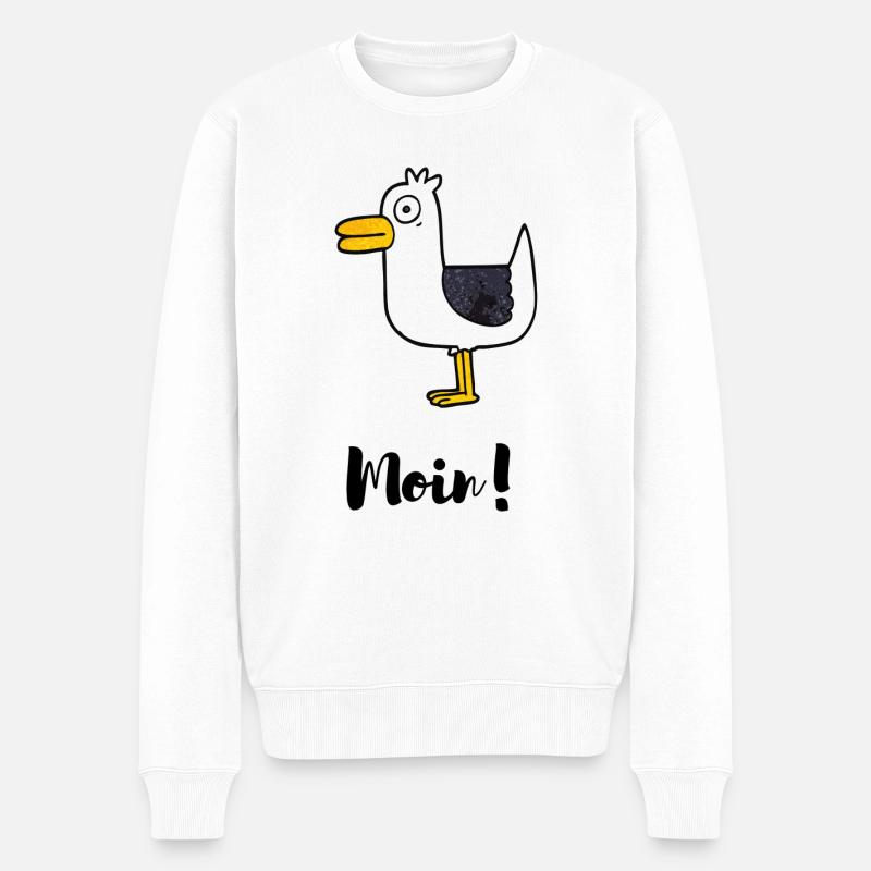 Moin mit Möwe - Männer Premium Bio Pullover - Weiß
