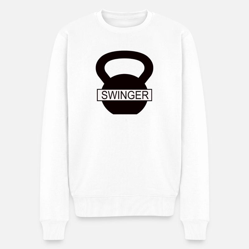 Kettlebell Swing - Männer Premium Bio Pullover - Weiß