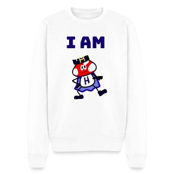 I AM H - Men's Premium Organic Jumper - white - Front - Thijin (182cm)