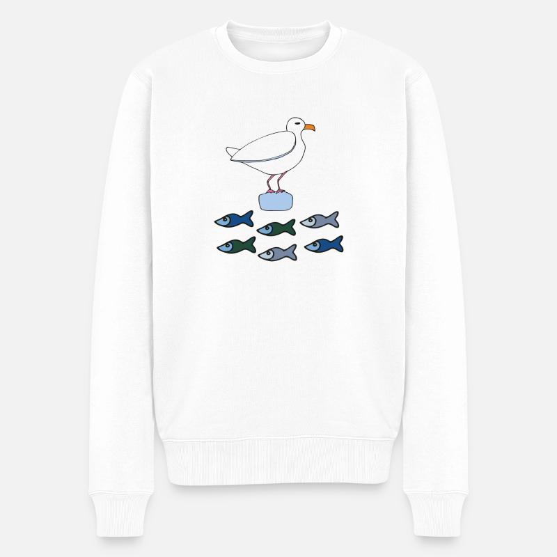 Mouette aux poissons - Pull Premium bio Homme - blanc