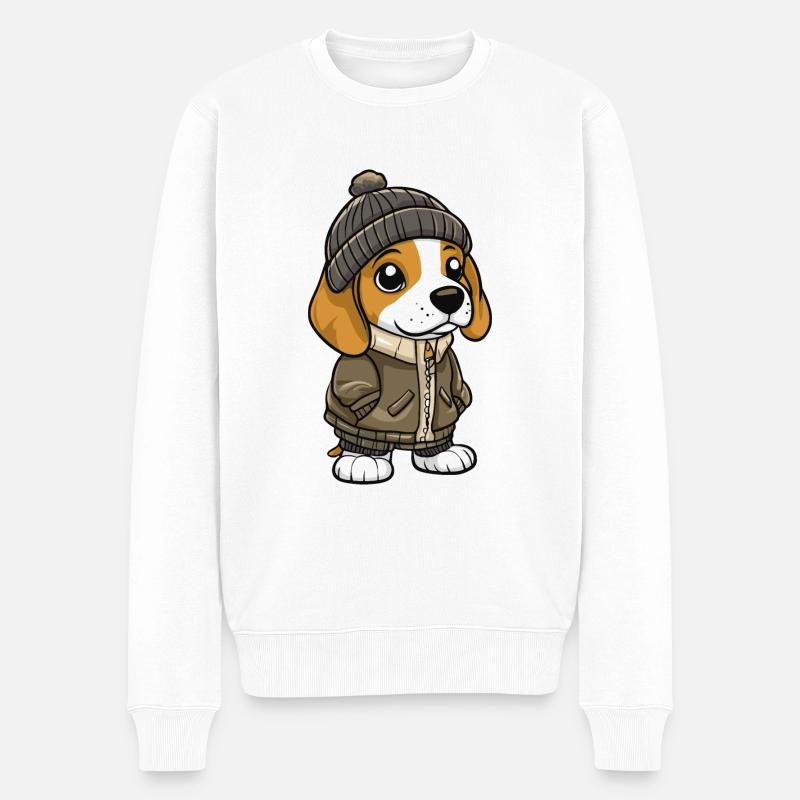 Beagle Chien Hiver - Pull Premium bio Homme - blanc