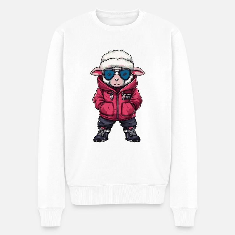 Bande dessinée cool de mouton - Pull Premium bio Homme - blanc