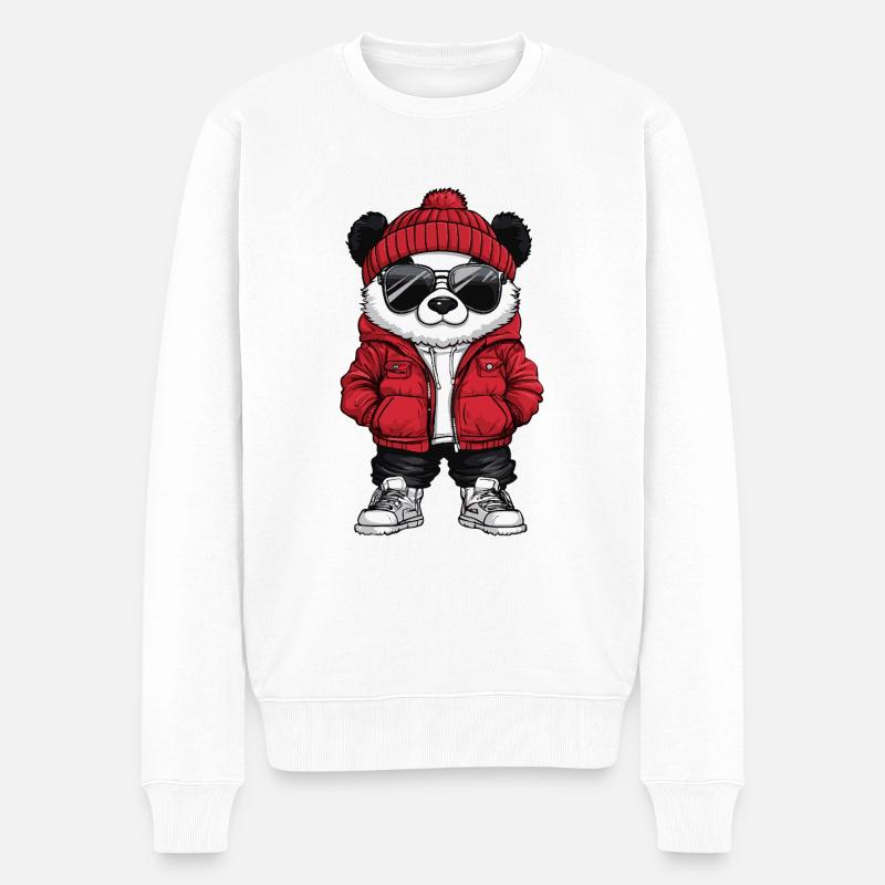 Bande dessinée cool panda - Pull Premium bio Homme - blanc