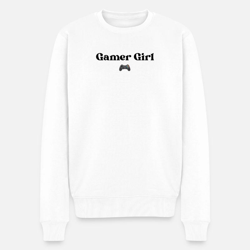 Gamer Girl - Männer Premium Bio Pullover - Weiß