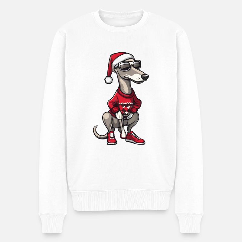 Greyhound Hund Weihnachten Ugly Christmas - Männer Premium Bio Pullover - Weiß