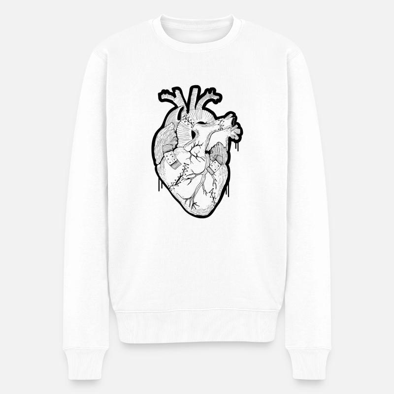 Heart - Männer Premium Bio Pullover - Weiß
