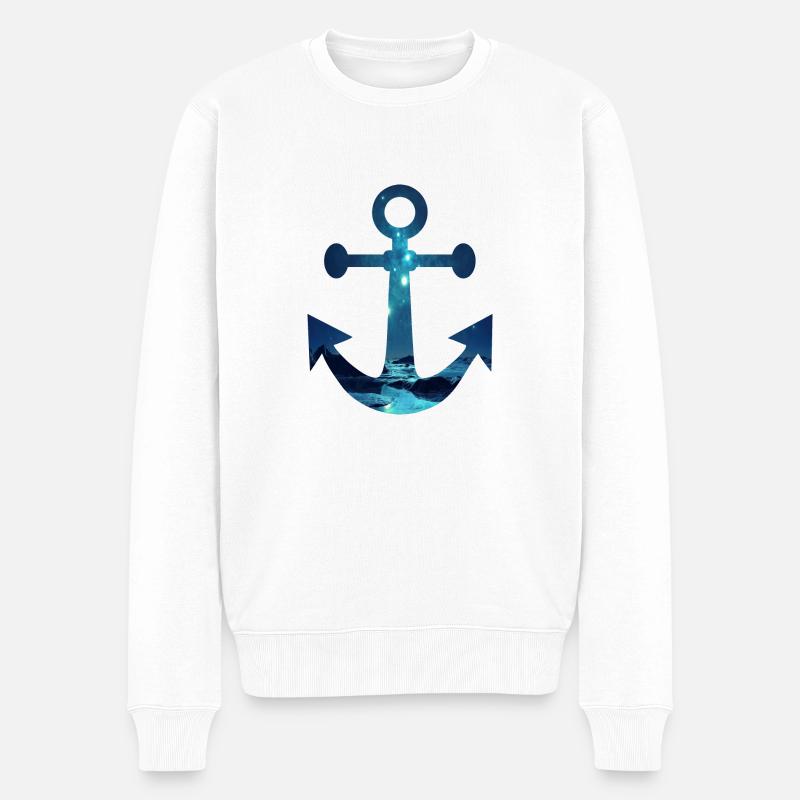 Nordpol Anker - Männer Premium Bio Pullover - Weiß