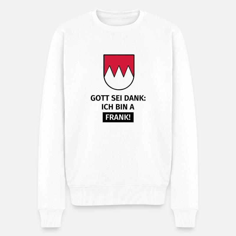 Gott sei Dank ich bin a Frank - Männer Premium Bio Pullover - Weiß