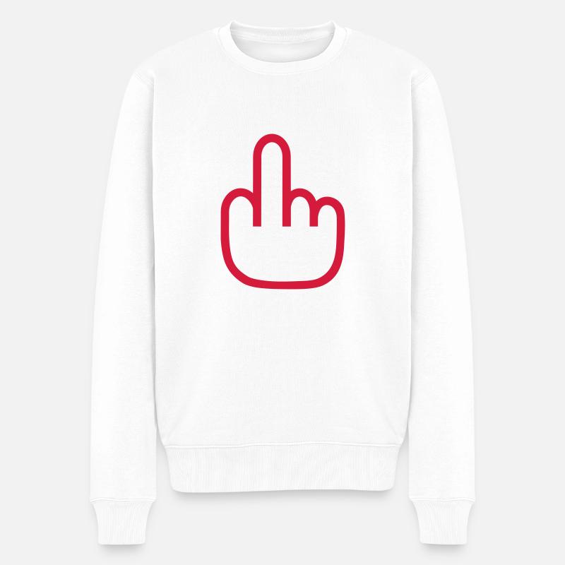 middle finger - Pull Premium bio Homme - blanc