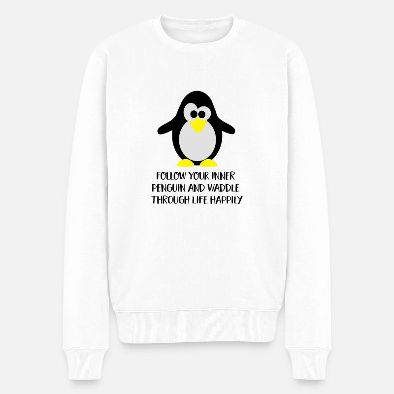 Pinguin - Männer Premium Bio Pullover - Weiß