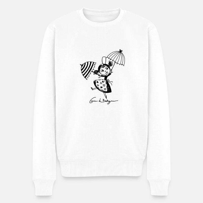 Bigoudene mit Regenschirmen - Männer Premium Bio Pullover - Weiß