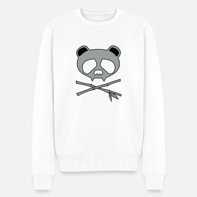 panda skull - Männer Premium Bio Pullover - Weiß
