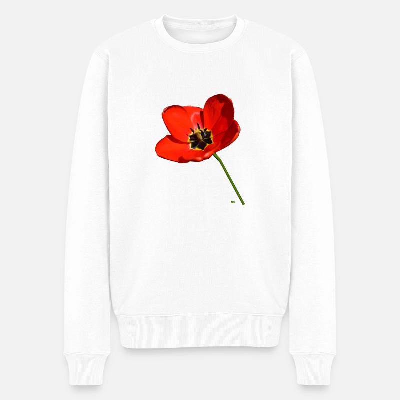 Roter Mohn - Männer Premium Bio Pullover - Weiß