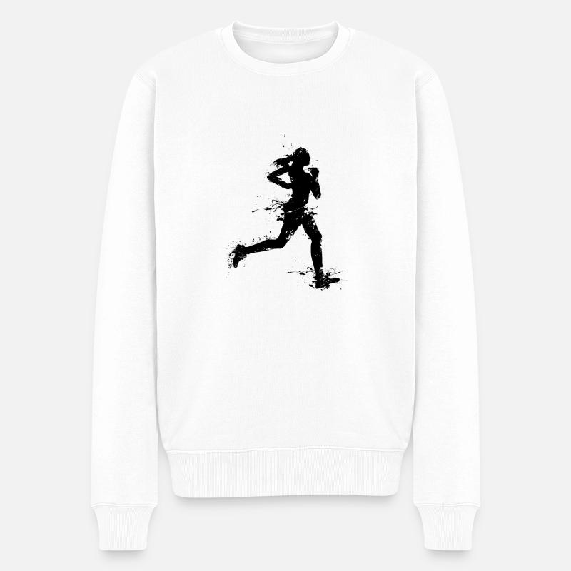 runner female - Pull Premium bio Homme - blanc