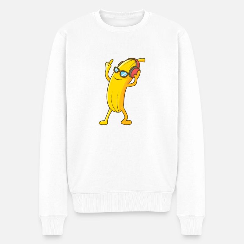 Banane disco avec écouteurs cool - Pull Premium bio Homme - blanc