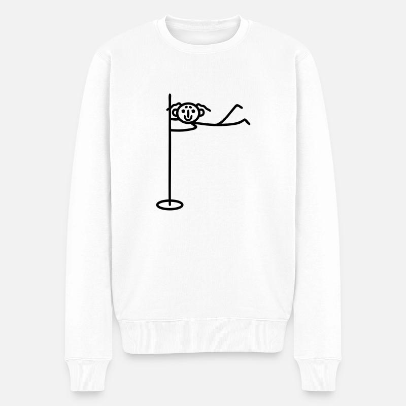 Frau Pole dance - Männer Premium Bio Pullover - Weiß