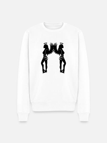 sexy_angel_woman_02 - Männer Premium Bio Pullover - Weiß