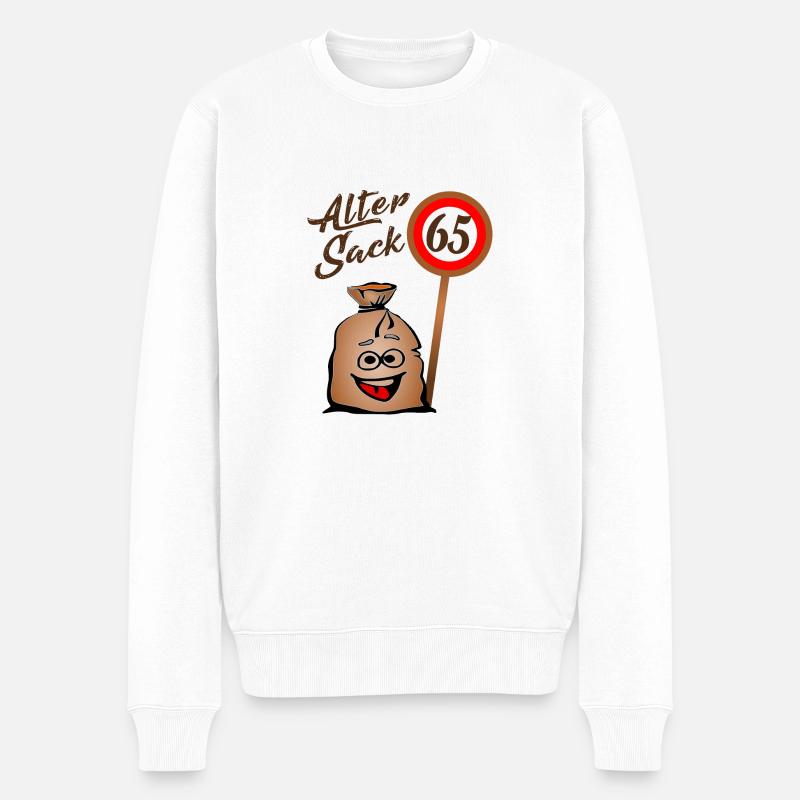 Alter Sack - 65. Geburtstag - 65 - Fünfundsechzig - Männer Premium Bio Pullover - Weiß