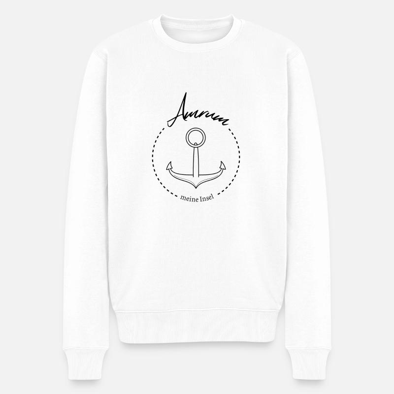 Amrum meine Insel cooler Spruch mit Anker Meer - Männer Premium Bio Pullover - Weiß