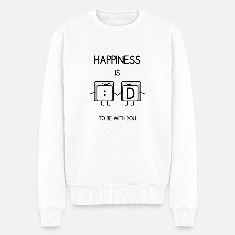 Happines Is To Be With You - Pull Premium bio Homme - blanc