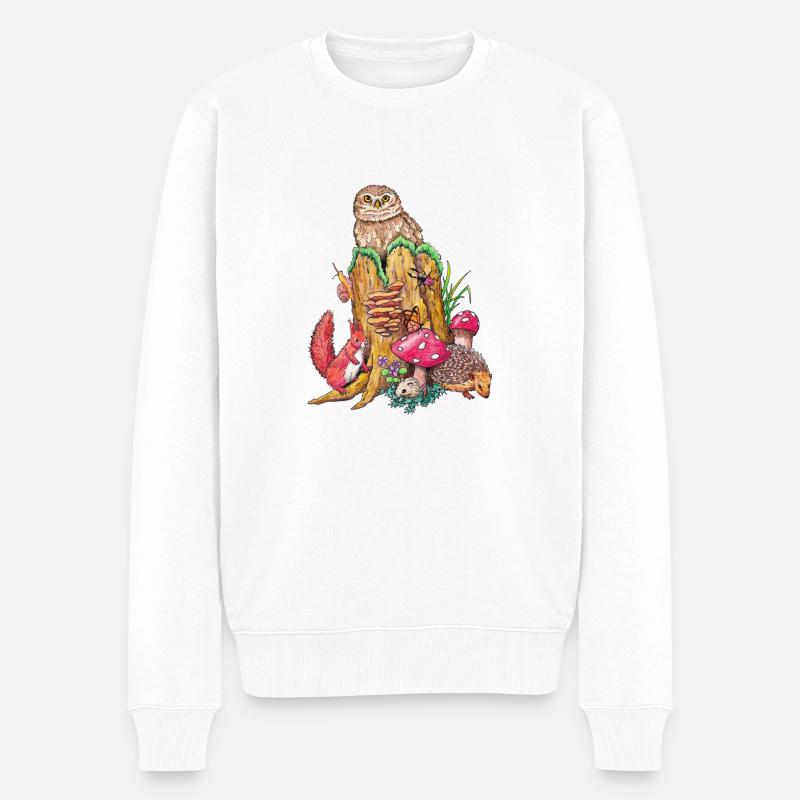 Waldtiere - Männer Premium Bio Pullover - Weiß