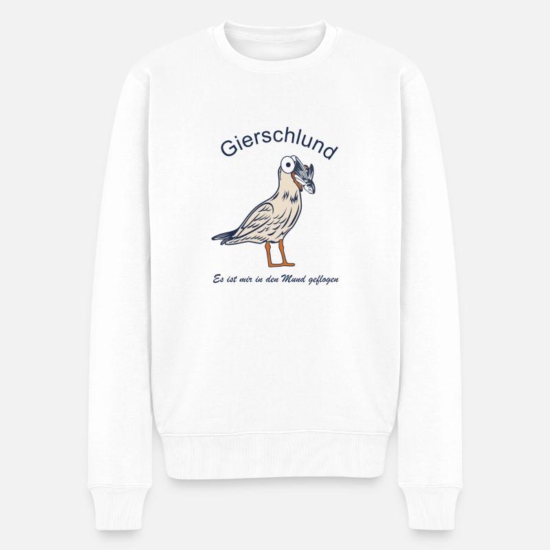 Gierschlud Möve - Es ist mir in den Mund geflogen - Männer Premium Bio Pullover - Weiß