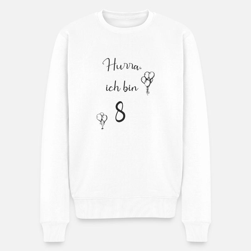 8 - Männer Premium Bio Pullover - Weiß