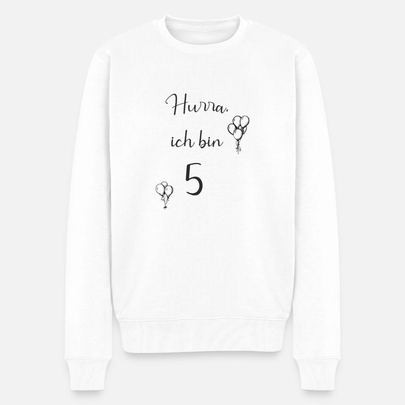 5 - Männer Premium Bio Pullover - Weiß