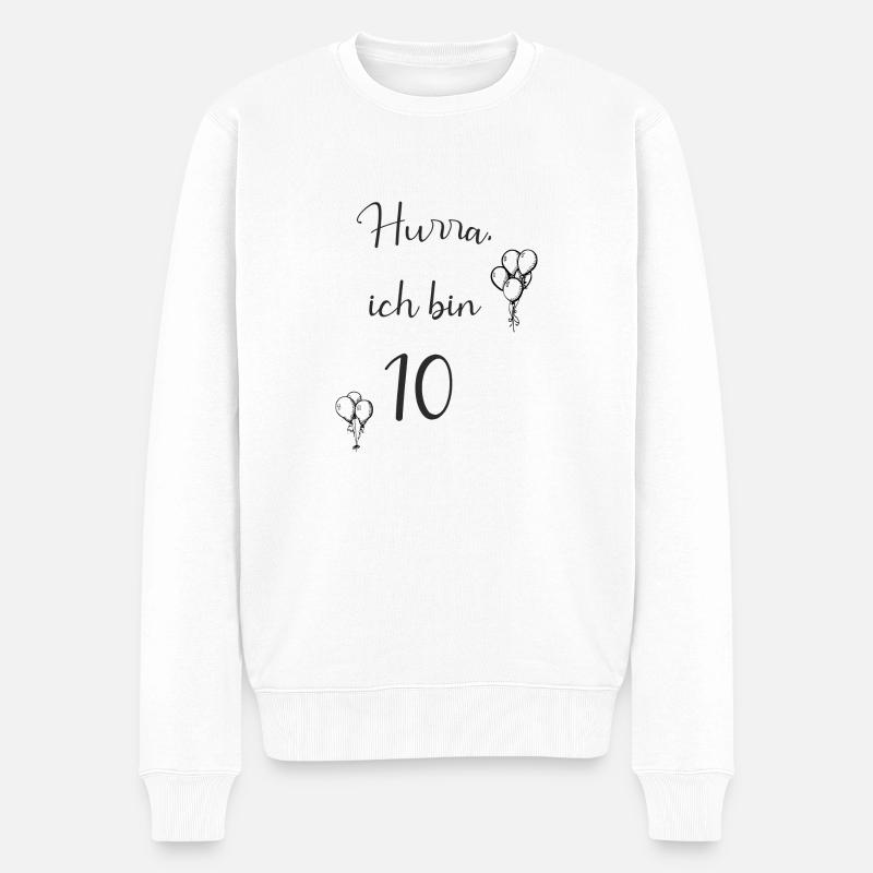 10 - Männer Premium Bio Pullover - Weiß