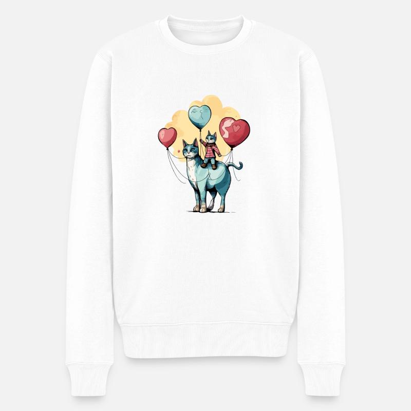 Chat père et fils - Pull Premium bio Homme - blanc