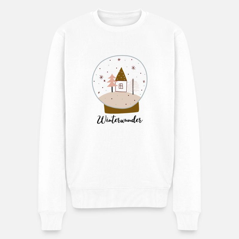 Weihnachtswunder Aufdruck Glaskugel - Männer Premium Bio Pullover - Weiß