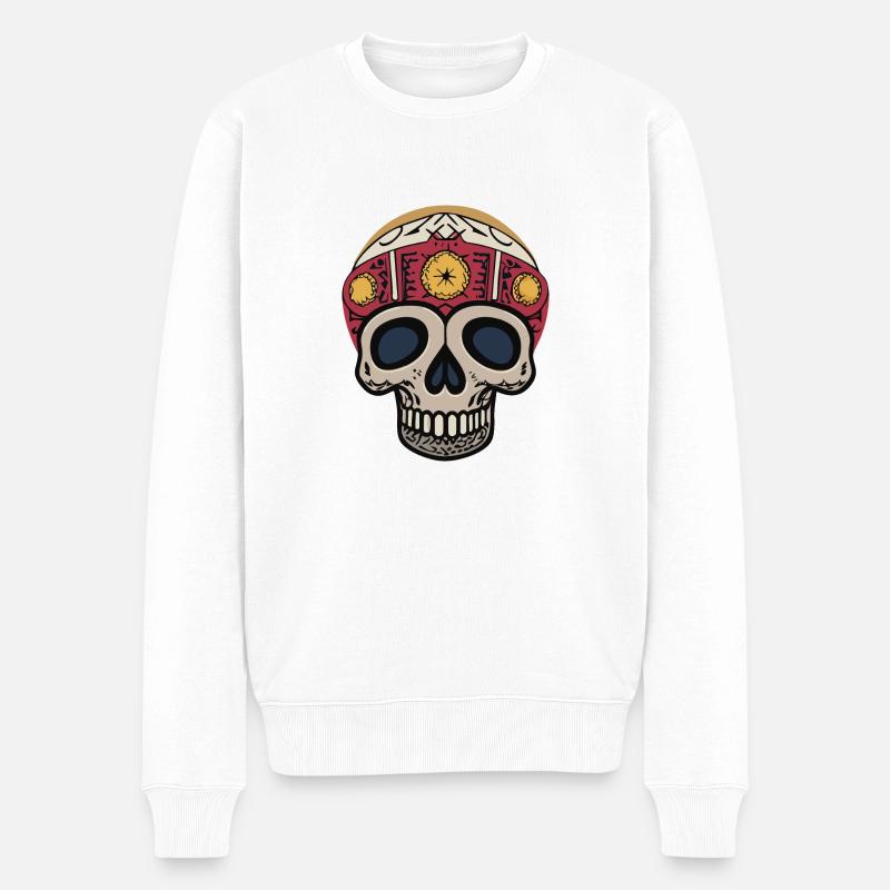 Pirat - Totenkopf - Rebell - Männer Premium Bio Pullover - Weiß