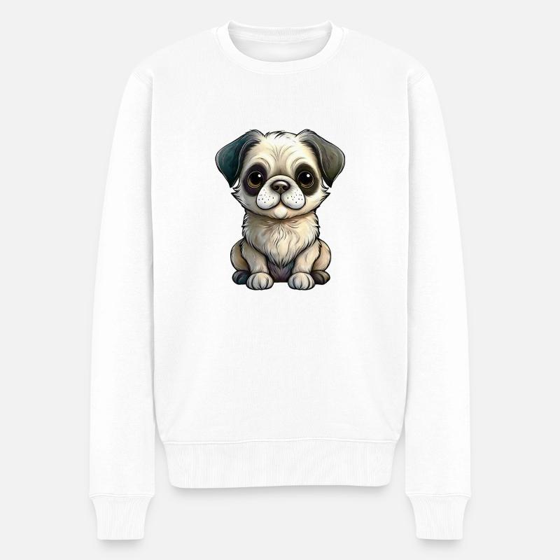 Welpe Hund - Männer Premium Bio Pullover - Weiß