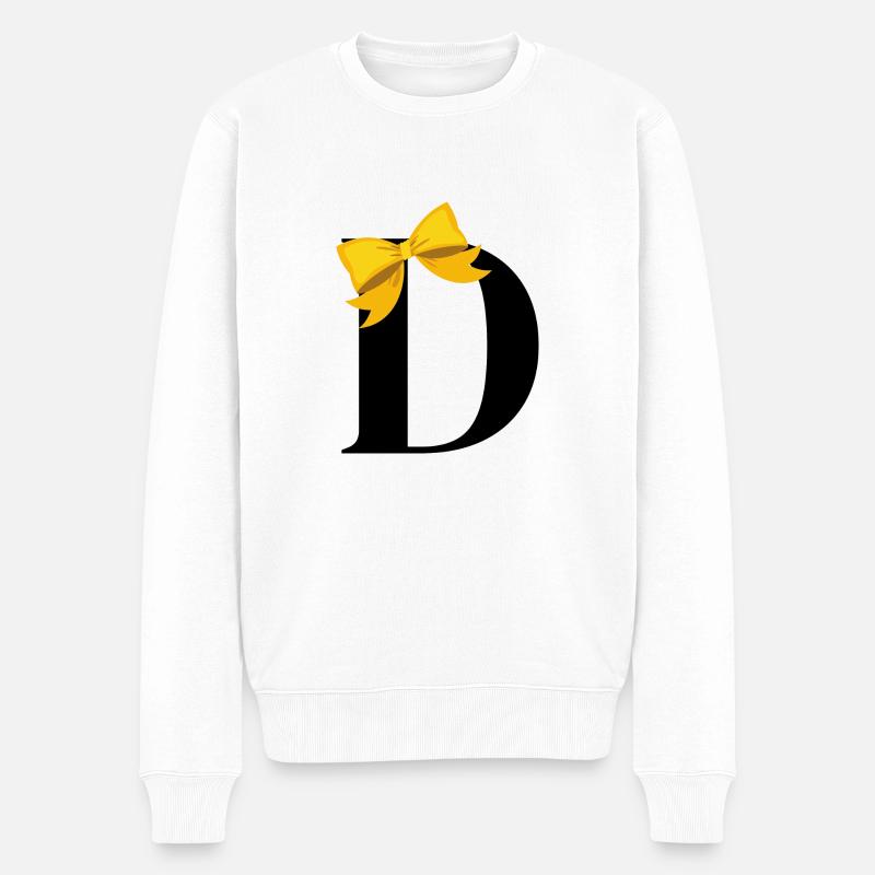 Lettre d nœud jaune - Pull Premium bio Homme - blanc