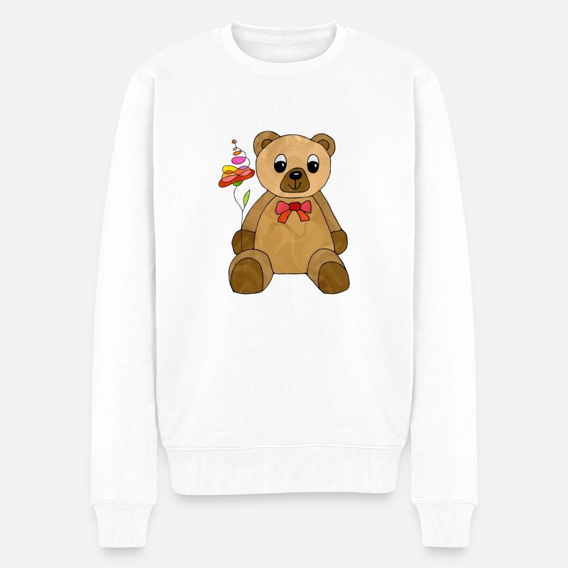 Teddybär - Männer Premium Bio Pullover - Weiß