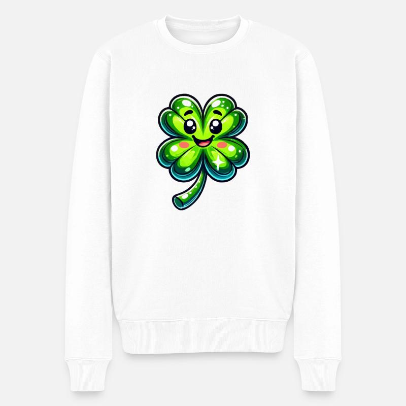 kleeblatt - Männer Premium Bio Pullover - Weiß