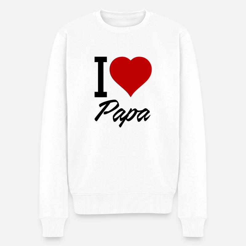 i love papa 01 - Männer Premium Bio Pullover - Weiß