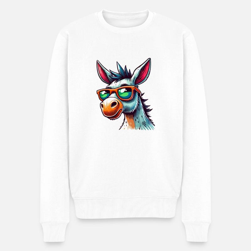 Esel Cool - Männer Premium Bio Pullover - Weiß