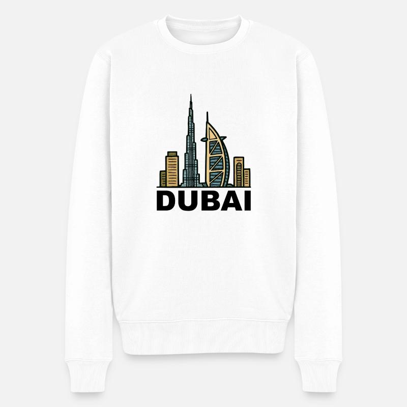 dubai skyline - Männer Premium Bio Pullover - Weiß
