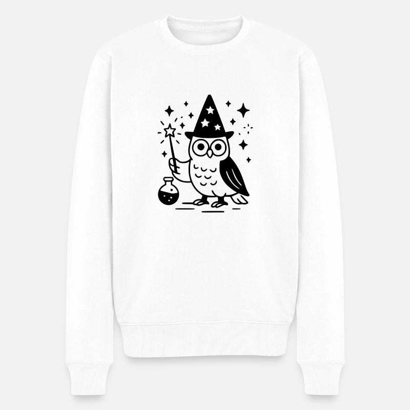 Der Eulenzauberer - Männer Premium Bio Pullover - Weiß