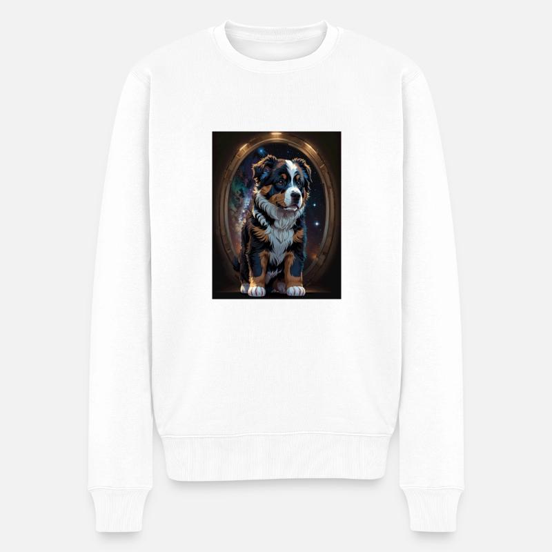 Berner Sennenhund-Welpe - Männer Premium Bio Pullover - Weiß