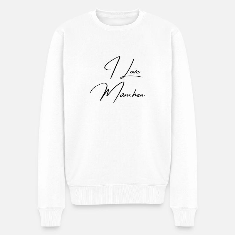 I Love München - Männer Premium Bio Pullover - Weiß
